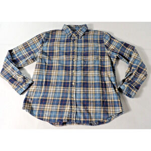 Eddie Bauer Mens XL Shirt Plaid Flannel Button Up Blue Workwear Outdoors